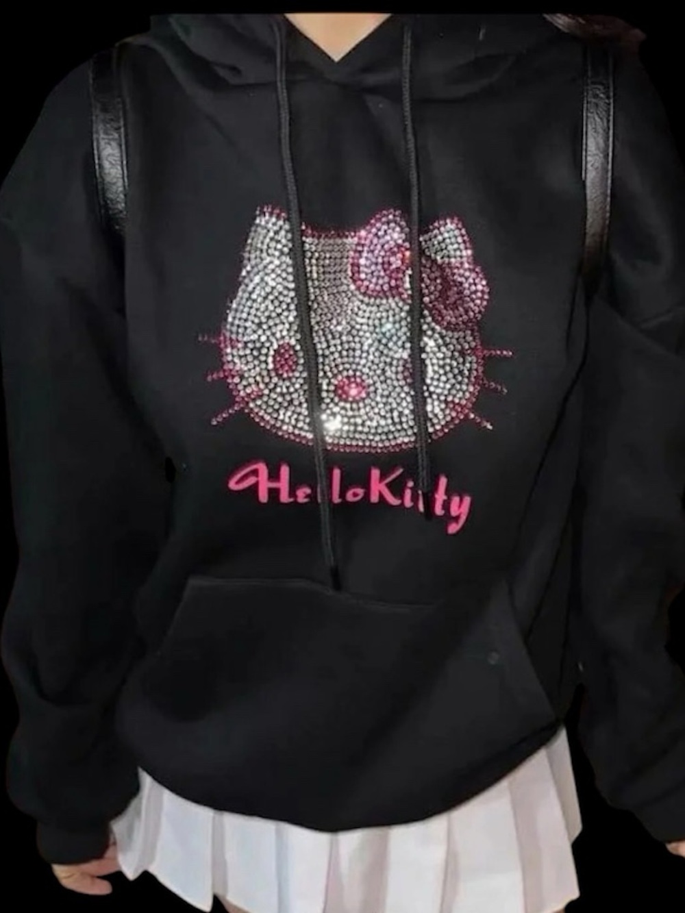 NWOTS Sanrio Black Hello Kitty Rhinestone Hoodie with Pink Accents